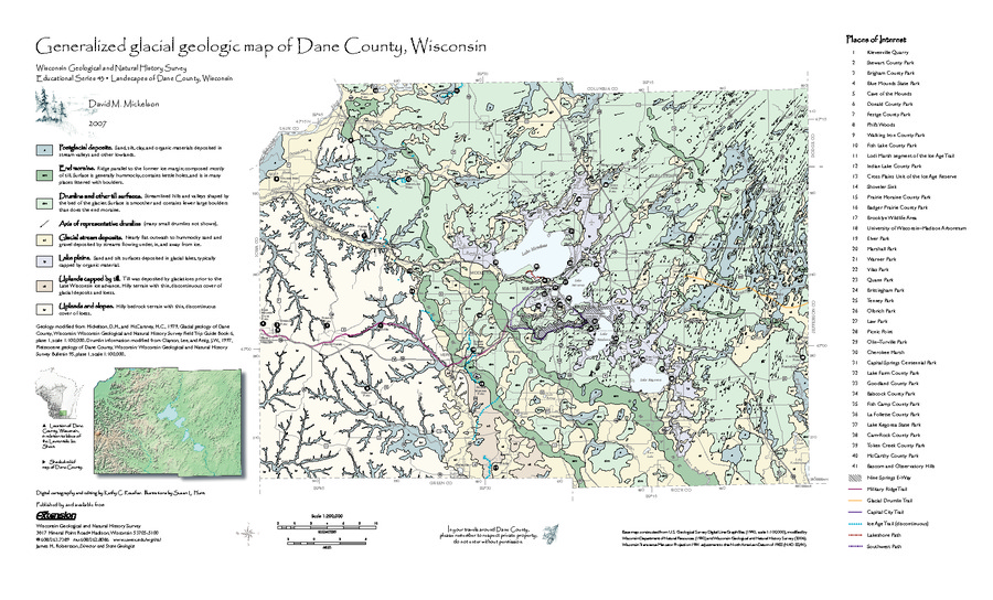 map of dane county Wisconsin Geological Natural History Survey Generalized map of dane county