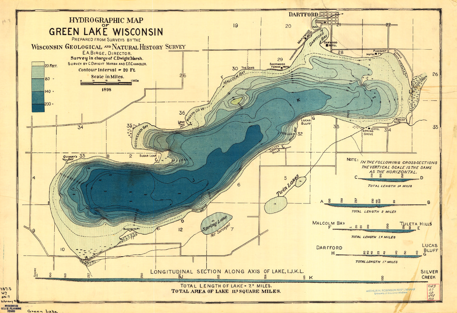 green lake wi map Wisconsin Geological Natural History Survey Hydrographic Map green lake wi map